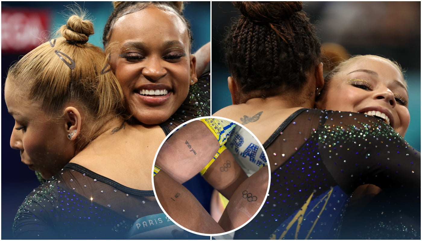 Rebeca e Flavinha têm tatuagem da amizade (Crédito: Jamie Squire/Equipe/Getty Images | Reprodução/Instagram @rebecarandrade)