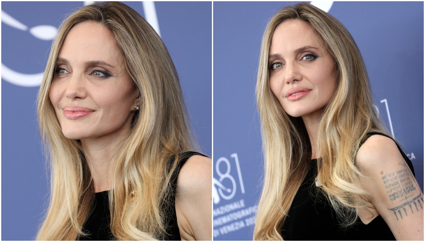 Em Veneza, Angelina Jolie usa look com surpresa nas costas e referência a cantora icônica