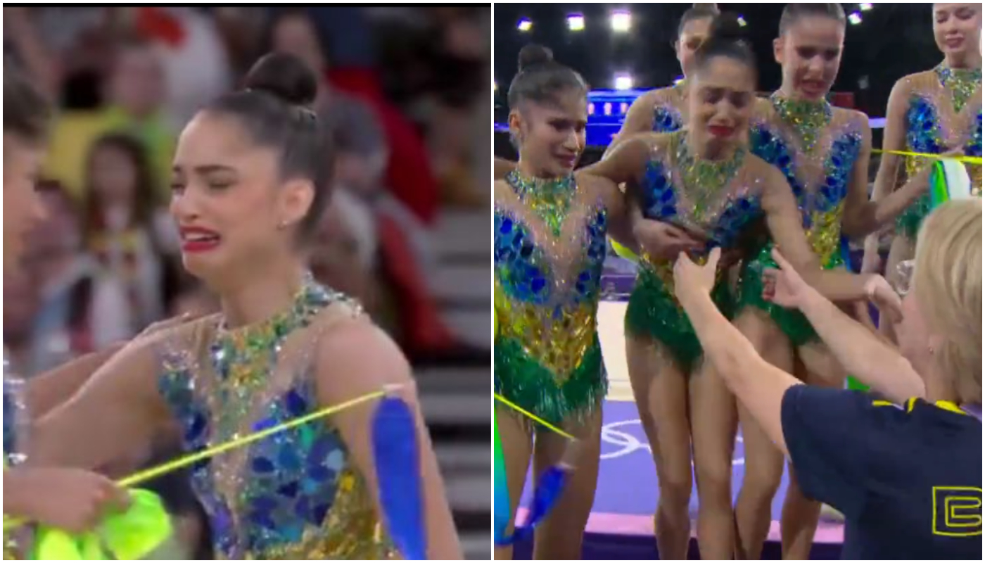 Victoria Borges sofre lesão e se apresenta mesmo assim nas Olimpíadas 2024 (Crédito: Reprodução/Twitter @tvglobo)
