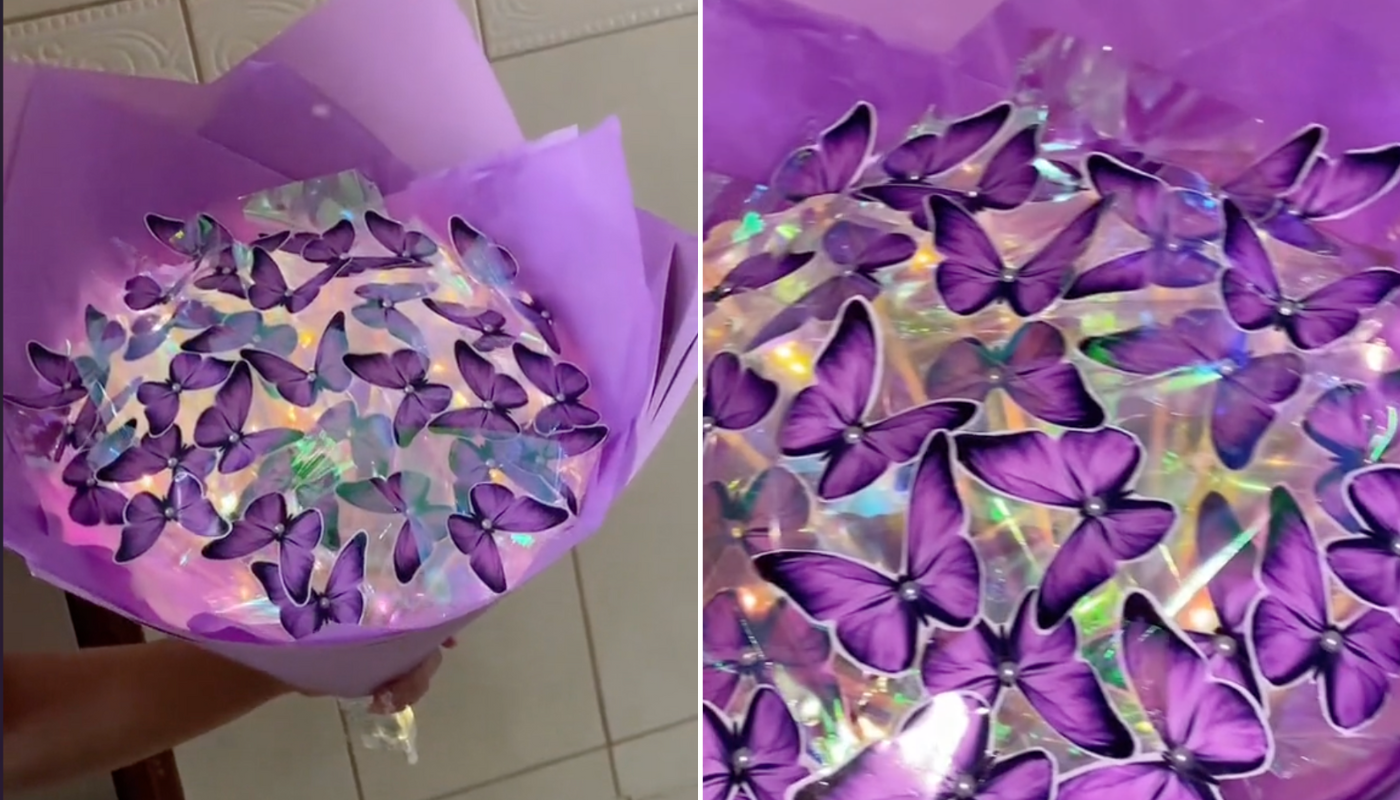 Buquê de borboleta. (Crédito: Reprodução/TikTok @_.cl4rinha)