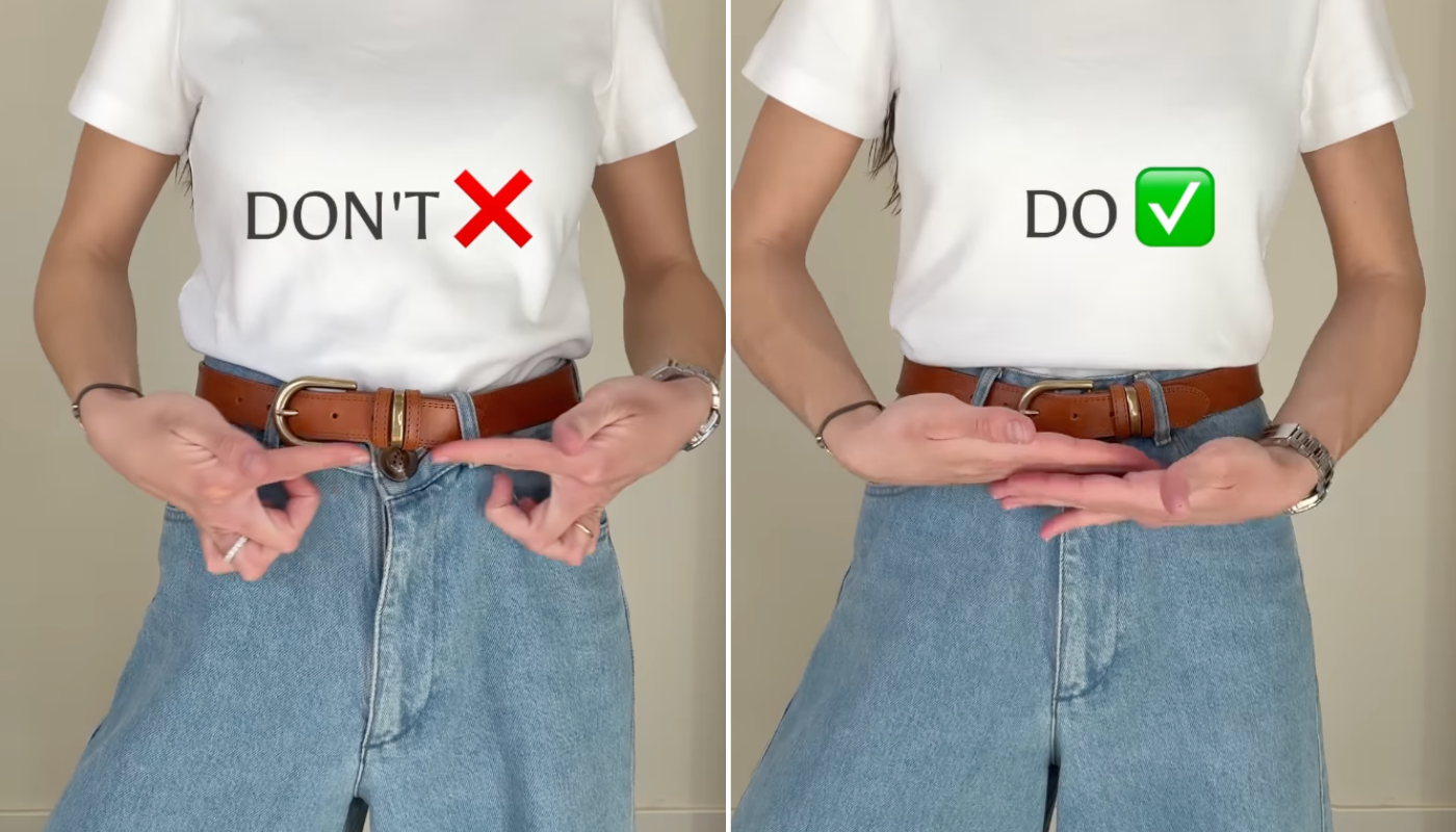 Como usar cinto em calça larga. (Crédito: Reprodução/Instagram @mariaalcalde)