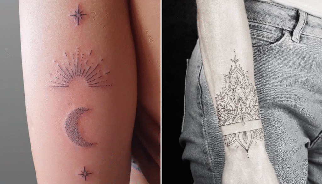 Tatuagem feminina delicada nos braços