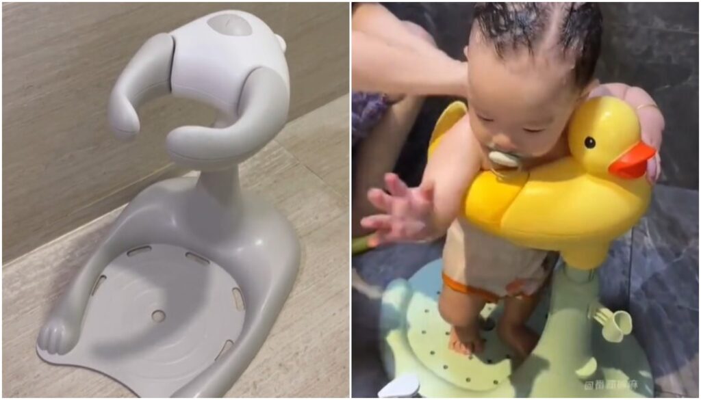 banho bebês em pé