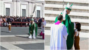 Menina surpreende Papa Leão XIV ao correr até ele em missa; setembro de 2025.