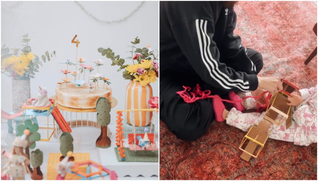 Festa da filha de Junior e Monica Benini teve decoração com palitos de picolé