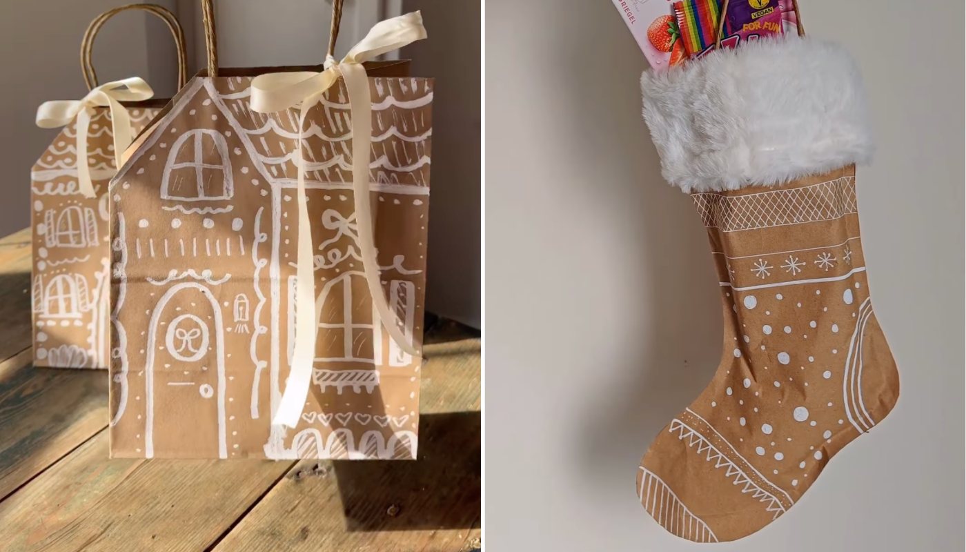 Transforme sacolas de papel craft no embrulho de Natal perfeito