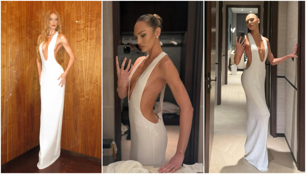 Marina Ruy Barbosa e Candice Swanepoel usam mesmo vestido