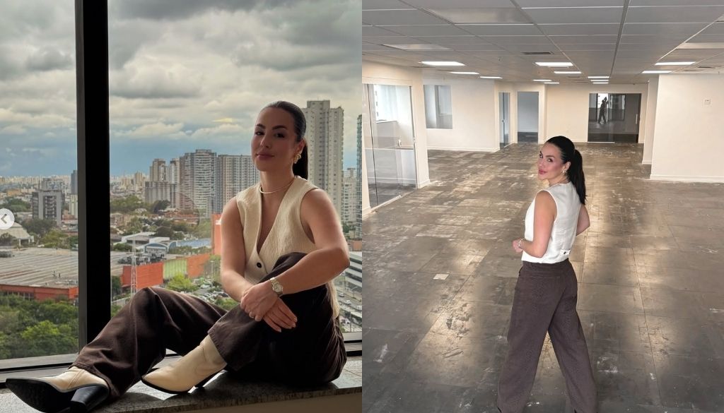 Bruna Malheiros no local que viria a ser o novo escritório de BM Beauty (Crédito: Reprodução/Instagram @brunamalheiros)