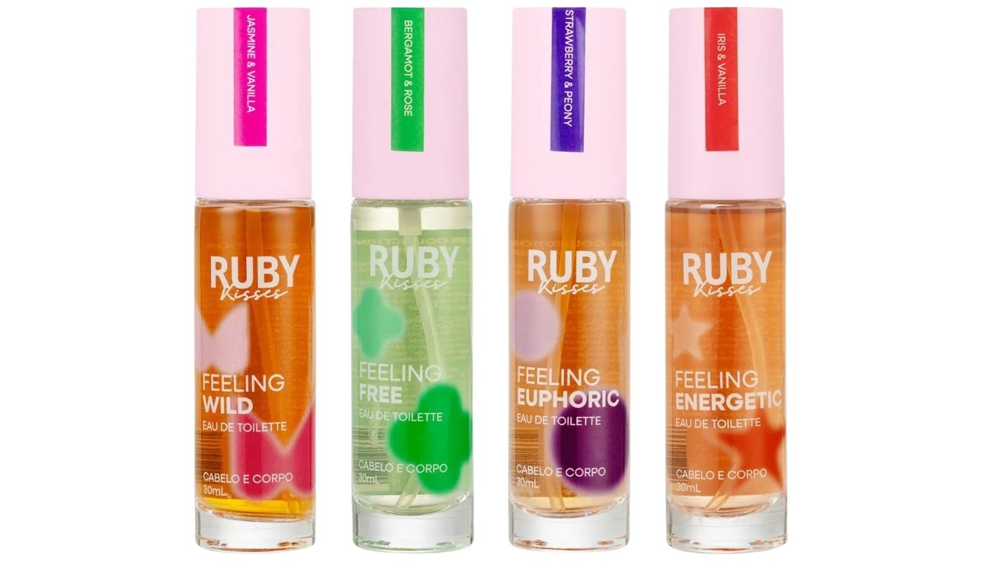 Os perfumes da Feeling Collection, da Ruby Kisses (Crédito: Divulgação)