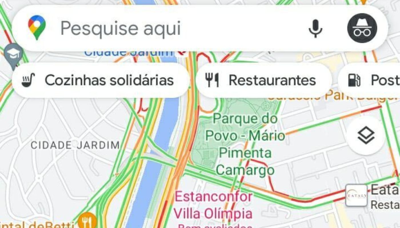 É possível localizar cozinhas solidárias no Google Maps.