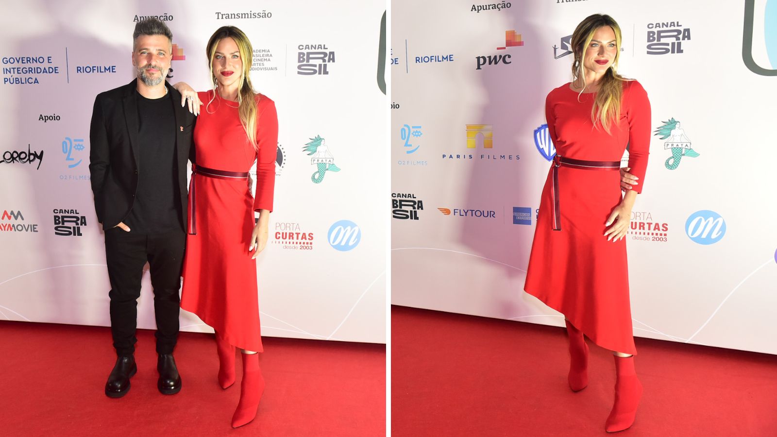 Giovanna Ewbank usa bota-meia vermelha com vestido da mesma cor e dá aula de elegância