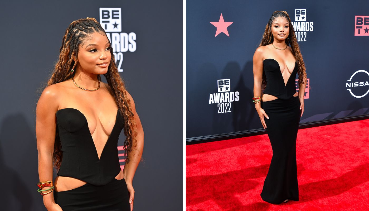 Halle Bailey vestiu peça com recortes desenhada por Monot.