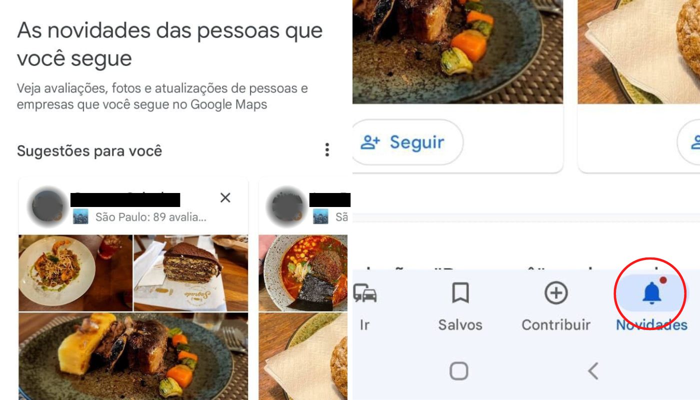 Feed de novidades no Google Maps.