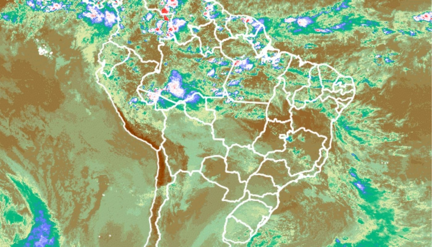 Mapa prevê trajetória do ciclone pela costa sul e sudeste do Brasil.