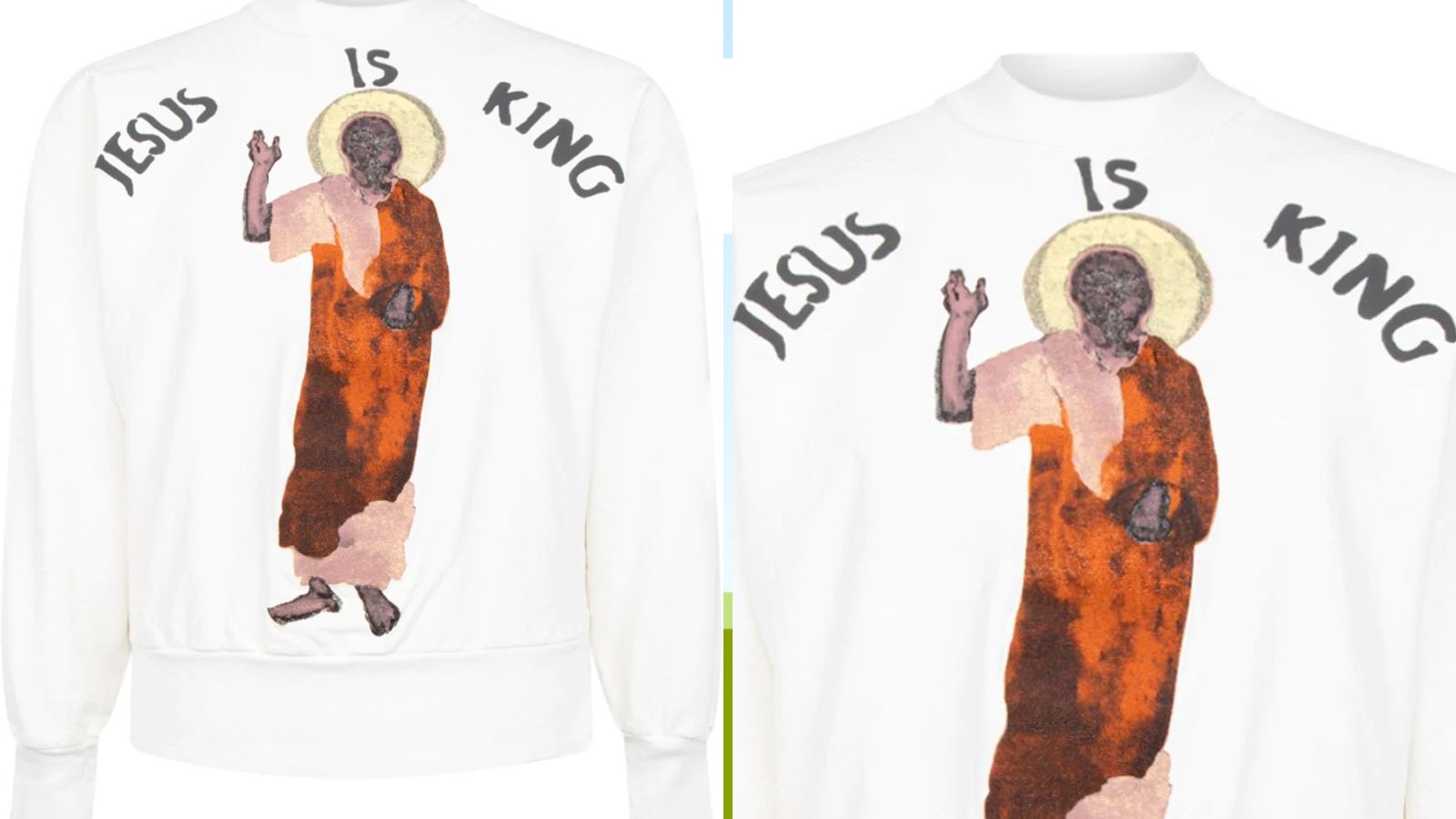 Moletom Jesus is king, da Yeezy, vendido na Farfetch, por R$ 2.760