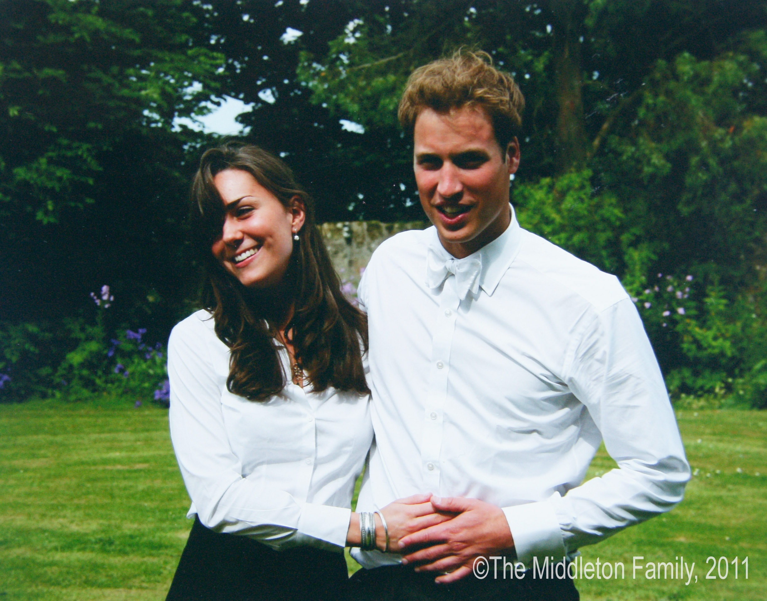 ST ANDEWS, SCOTLAND - JUNE 23: (NO SALES) In this Handout Image provided by Clarence House www.officialroyalwedding2011.org, Kate Middleton and Prince William on the day of their graduation ceremony at St Andrew's University in St Andrew's on June 23, 2005 in Scotland. (Photo by the Middleton Family/Clarence House via GettyImages)
