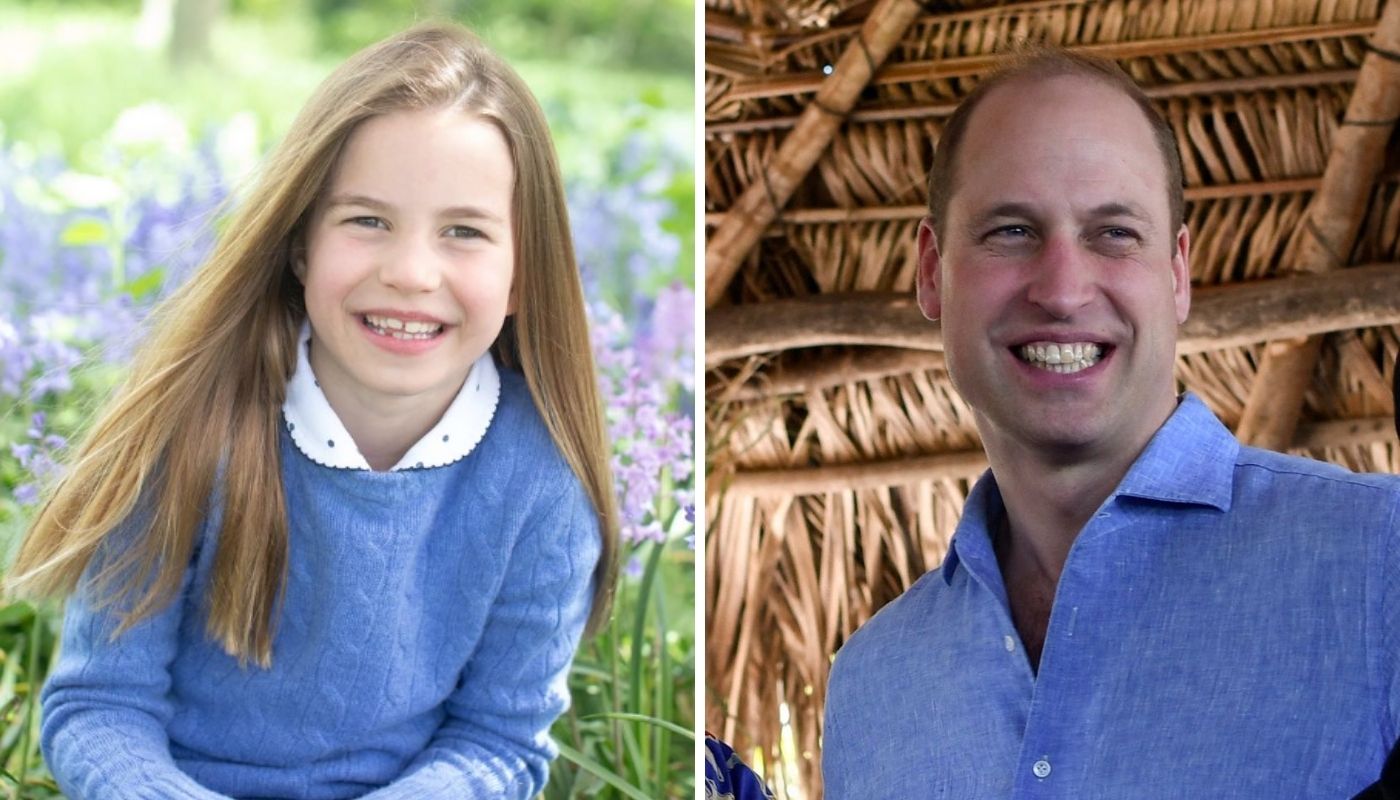 Comparativo entre a princesa Charlotte e seu pai, o príncipe William, quando criança.