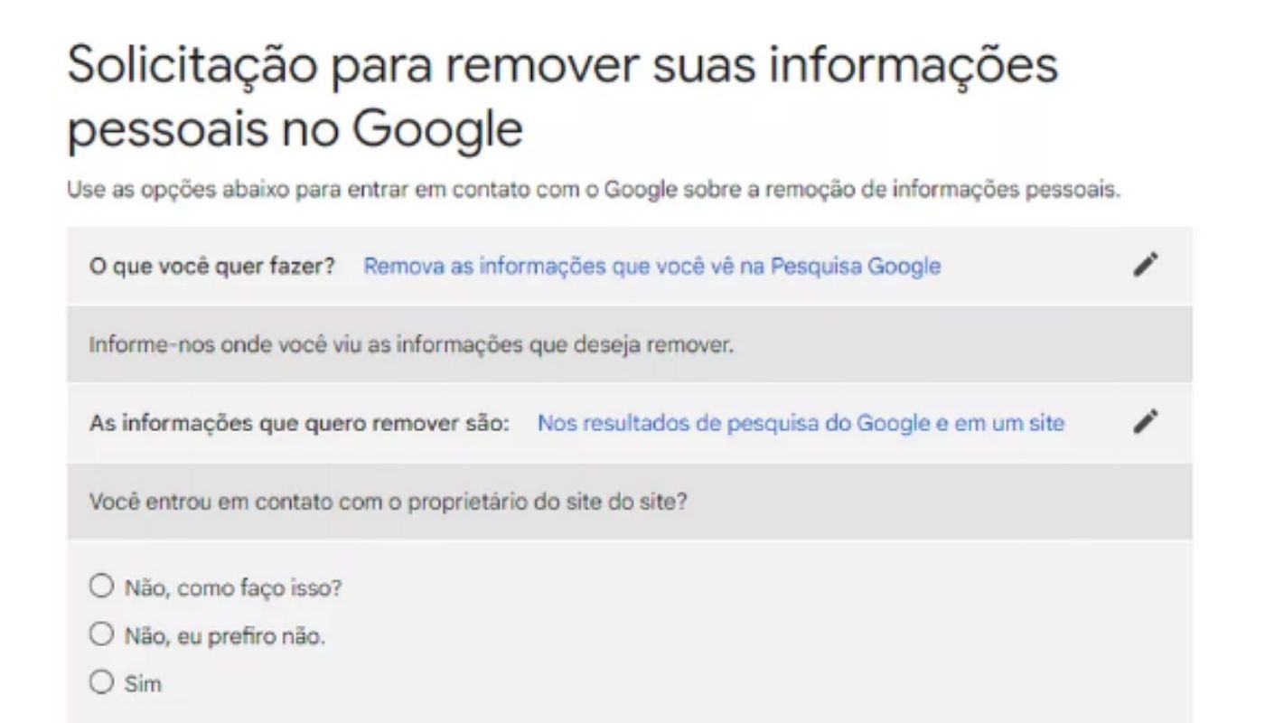 Formulário está disponível pelo Google.
