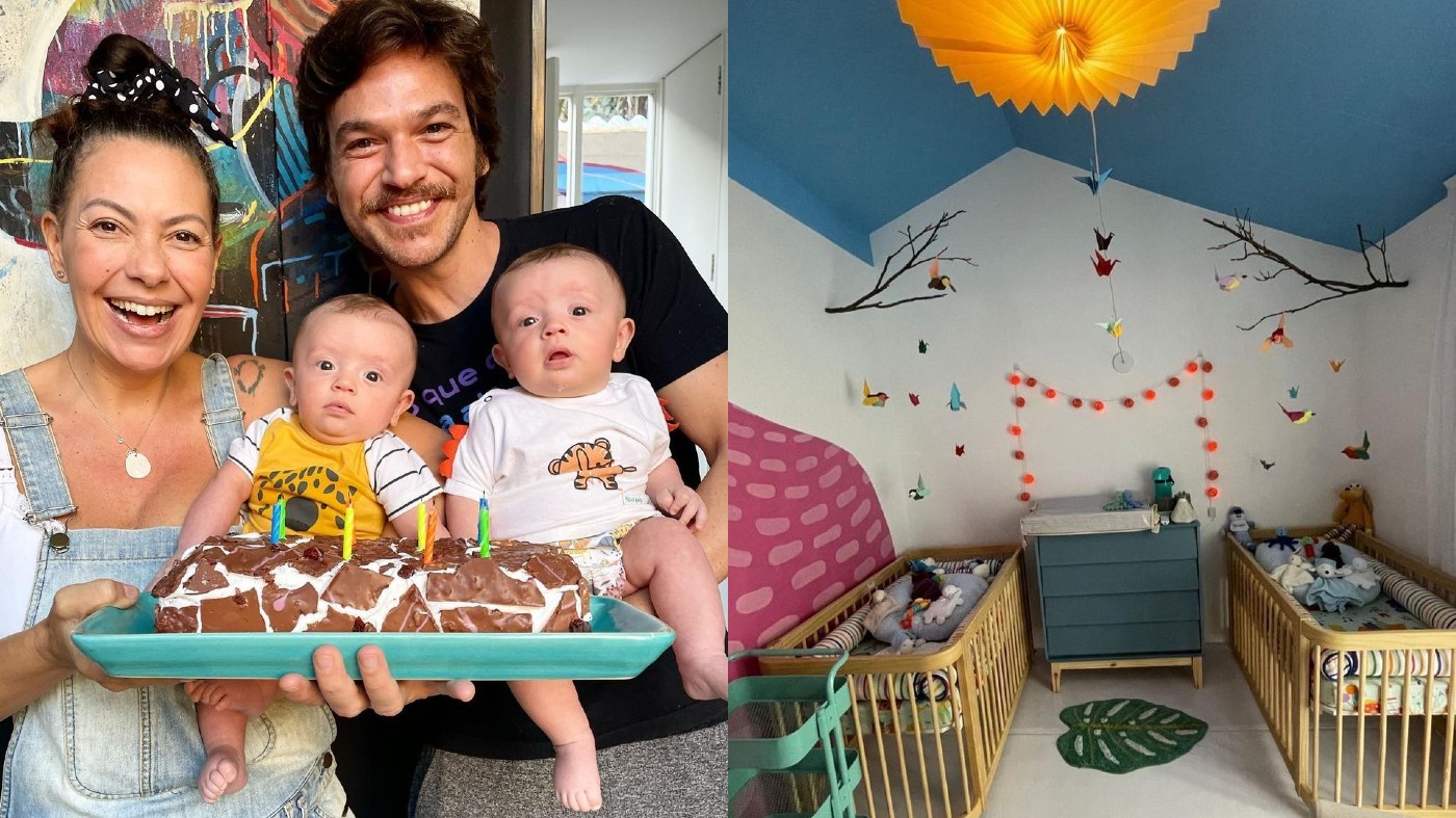 Berços 3 em 1 chamam atenção no quarto dos gêmeos de Fabíula e Emílio Dantas