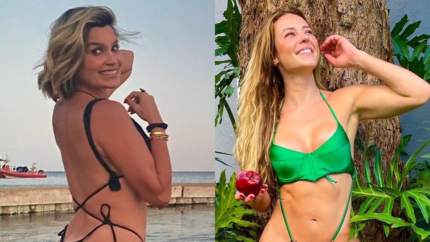 Nova moda entre as famosas é amarrar as peças do biquíni como se fosse uma coisa só