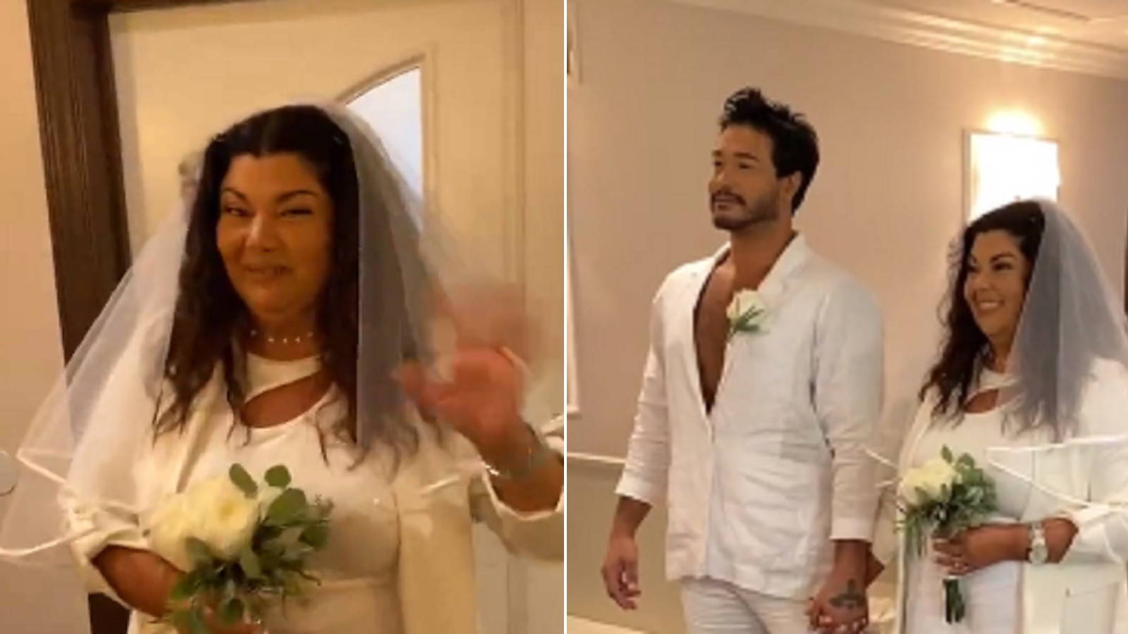 Fabiana Karla dispensa o vestido de noiva para se casar em Las Vegas: usou blazer e calça!