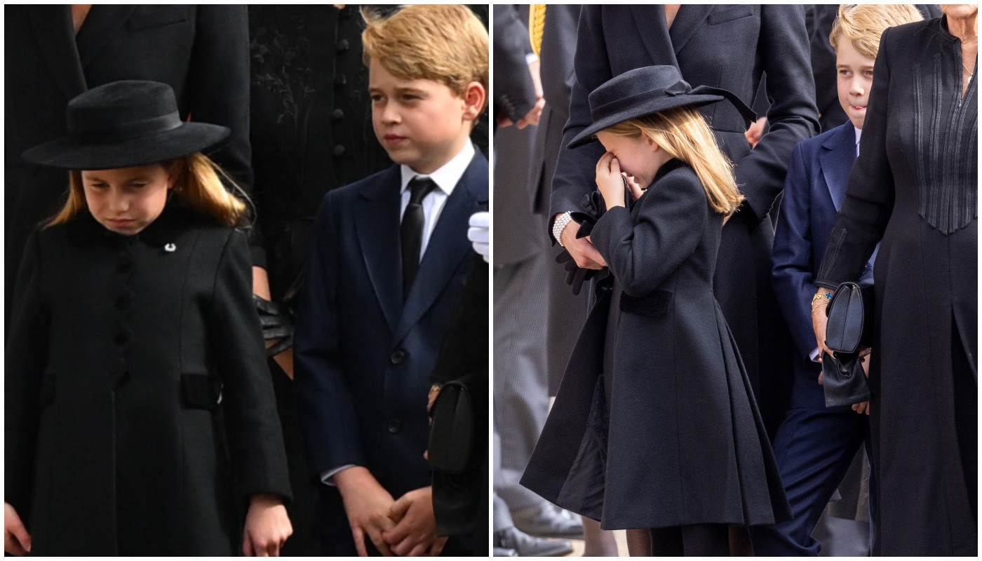 Charlotte se despede da bisavó, Elizabeth, com homenagem em sua roupinha: ela se emocionou muito