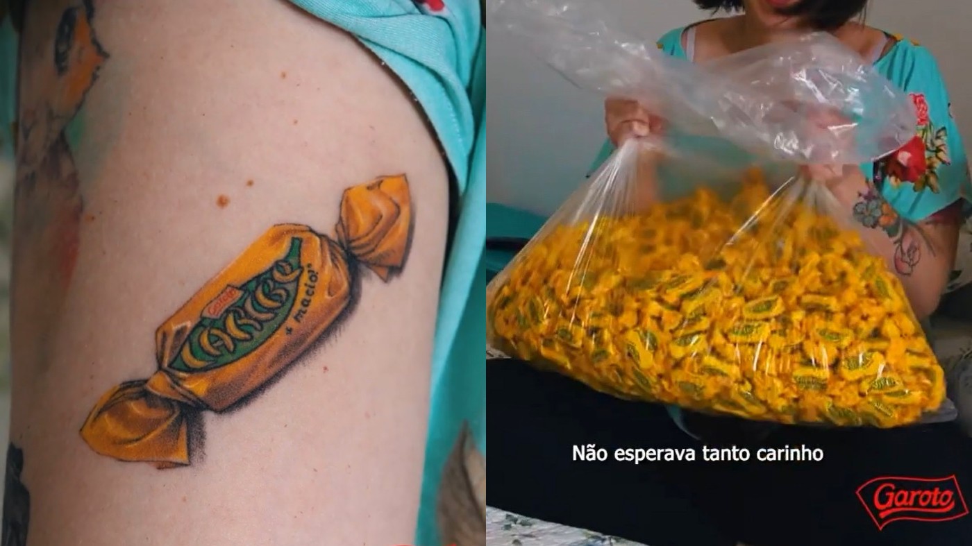 Garoto manda 10 quilos de bombons para mulher que tatuou Caribe no braço: vídeo!