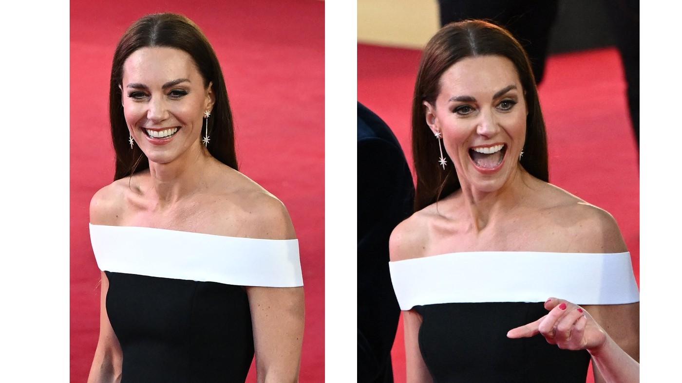 Kate Middleton com decote off shoulder