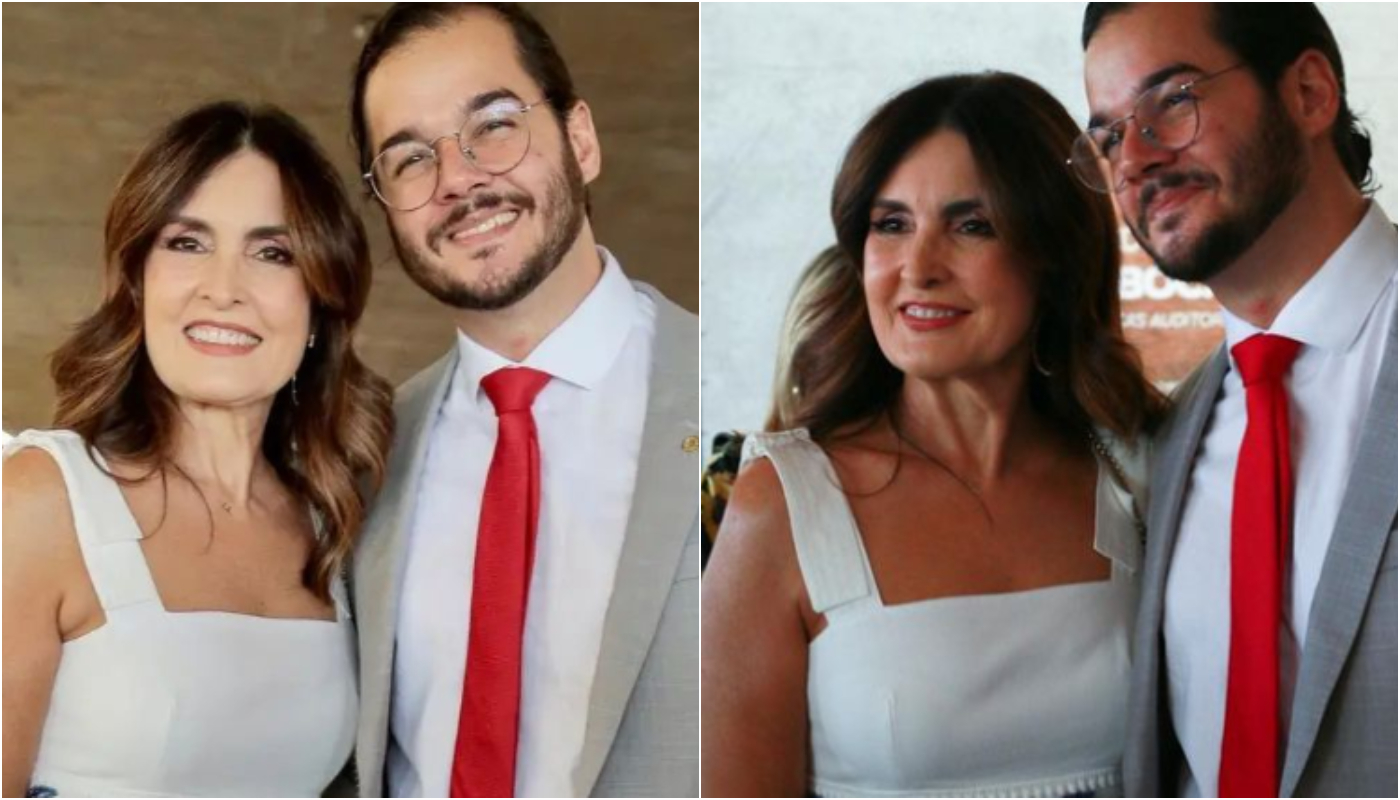 Fátima Bernardes ficou elegante com cropped e saia de babados em evento formal: bordado deu charme